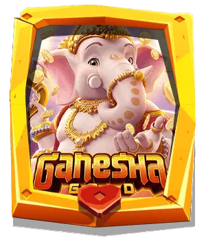 หน้าปกเกมสล็อตธีมเทพเจ้าช้างในกรอบทอง